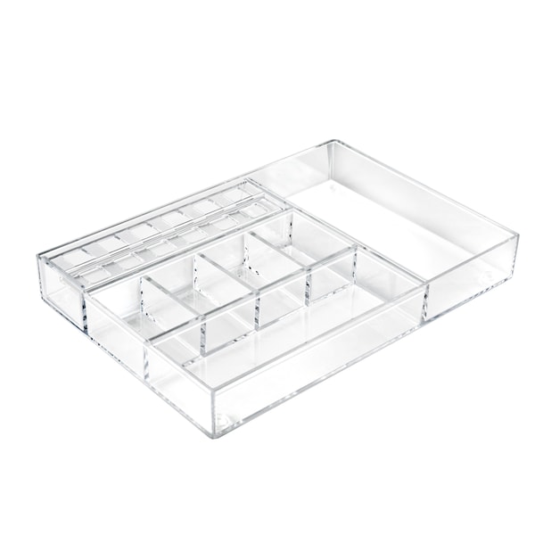 Large Clear Cosmetic Organizer for Counter W/ Compartments, PK2